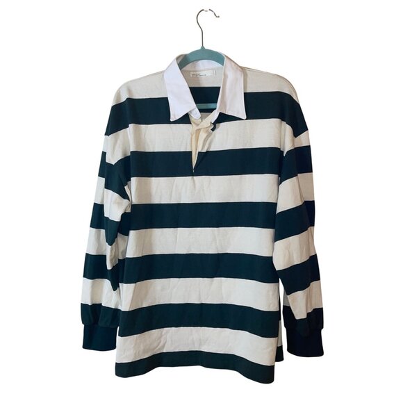 Oak Fort Womens Shirt Size Small Cream Oversized Rugby Striped Pure Cotton - Picture 4 of 9